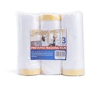 TAPEBEAR 3 Rollos Película Para Enmascarar, Película De Plástico Resistente Al Agua Y Al Polvo, 2 En 1 Cinta De adhesiva Pintor Protector, Para Pintura Automotriz, Cubrir Muebles, 14m x 27m