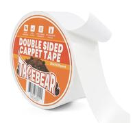 TAPEBEAR - Cinta adhesiva de doble cara para alfombra extra fuerte, fijación de moqueta 50 mm x 18 m, sin residuos ultraligeros antideslizantes para alfombra, bandejas, color blanco