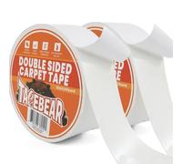 TAPEBEAR Cinta Adhesiva Doble Cara para Alfombras Extra Fuerte 50mm x 18m, Segura para la Madera Cinta Para para Aplicación en Alfombra a Piso y de Alfombra, Extraíble, Sin Residuos, 2Rollos,Blanco