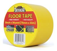 TAPEBEAR Cinta Amarilla para Pisos 75mm x 33m, Cinta de Advertencia Vinílica Impermeable, Resistente al Tráfico Pesado, Ideal para Almacenes, Gimnasios y Señalización Industrial