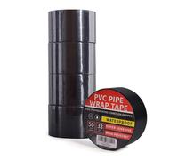 TAPEBEAR Cinta Anticorrosión Tubería 50mm x 30m, Cinta Impermeable PVC, Protección De Envoltura De Tuberías, Cinta Aislante Negra, Para Reparar Y Sella, Prevenir La Corrosión, 5 Rollos