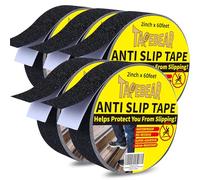 TAPEBEAR Cinta Antideslizante Negra 50mm x 18m, Adhesivo Fuerte Impermeable para Escaleras Suelos Interiores Exteriores, Compatible con Madera Plástico Cerámica Vidrio Metal, 5 Rollos