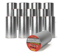 TAPEBEAR Cinta de Butilo 200mmx5m, Impermeable Cinta de Butilo para Reparación Sellador Adhesivo aluminio cinta de reparación para fugas de techo, reparación de grietas, ruptura de tuberías, 12 rollos
