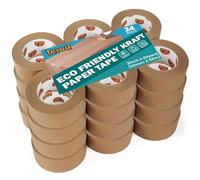 TAPEBEAR Cinta de embalaje de papel kraft Biológico Cinta adhesiva para paquetes y cajas reciclable ecológico marrón 50mm x 55m para Embalaje, Enmarcar Cuadros o Sellar, 24 Rollo