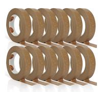 TAPEBEAR Cinta de Embalaje Ecológica Papel Kraft Biodegradable, 24mm x 50m, 12 Rollos, Adhesivo Reciclable para Enmascarar, Sellado y Paquetería, Superficie Escribible