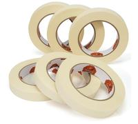 TAPEBEAR Cinta de Enmascarar 2cm x 55m, 6 Rollos, Cinta de Pintor Blanca Beige para Pintura, Etiquetado, Manualidades, Proyectos Escolares y Oficina