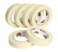 TAPEBEAR Cinta de Enmascarar Beige 24mm x 55m, Cinta de Pintar, Cinta Carrocero, Cinta Adhesiva Decorativa para Trabajos de Pintura Renovación, Manualidades, Artes, 6 Rollos