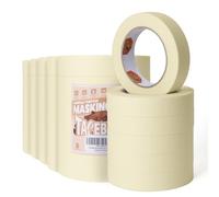 TAPEBEAR Cinta de Enmascarar Beige 24mm x 55m, Cinta de Pintar, Cinta Carrocero, Cinta Adhesiva Decorativa para Trabajos de Pintura Renovación, Manualidades, Artes, 36 Rollos