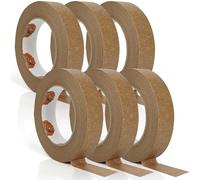 TAPEBEAR Cinta de Papel Kraft Ecológica, 24mm x 50m, 6 Rollos, Cinta para Embalaje Reciclable y Escribible, Superficie No Recubierta para Enmascarar y Sellado