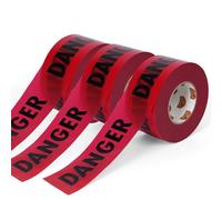 TAPEBEAR Cinta de Precaución, DANGER Rojo Negro Cinta de Advertencia 76mm x 305m Cinta de Balizaje, Cinta de Señalización para Áreas de Peligro&Decoracion Halloween Casa, 3Rollos