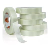 TAPEBEAR Cinta de Refuerzo Bidireccional 25mm x 55m, Cinta de Fibra de Vidrio 140um para Paletización Embalaje Mudanzas, 6 Rollos