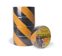 TAPEBEAR Cinta De Seguridad Amarilla Negra, Antideslizante Cinta Adhesiva, Cinta Autoadhesiva De Advertencia, Alta Tracción, Para Escaleras, Suelos, Interiores Y Exteriores, 50mmx18m, 5 Rollos