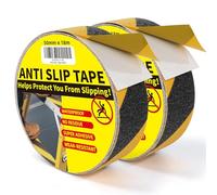 TAPEBEAR Cinta de Seguridad Negra y Amarilla 50mm x 18m, Antideslizante