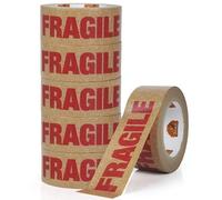 TAPEBEAR Cinta para Paquetes Frágiles Papel Kraft Ecológico, 50mm x 50m, Cinta de Embalaje Biodegradable Autoadhesiva, 6 Rollos, Ideal para Envíos Seguros