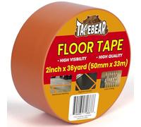 TAPEBEAR Cinta para Suelos Color Naranja, 50mm x 33m, Cinta de Seguridad Antideslizante Impermeable para Gimnasios, Almacenes, Señalización y Delimitación de Áreas