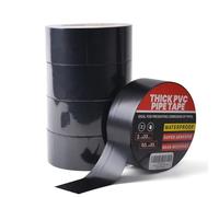 TAPEBEAR Cinta Selladora de Tubería Impermeable para Plomería, 30m x 50mm Cinta Aislante Negro, Cinta Tapa Fugas Agua, Cinta Adhesiva para Fugas de Tuberías Reparación, 0,25mm Extra grueso, 5 Rollos