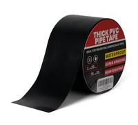 TAPEBEAR Cinta Selladora de Tubería Impermeable para Plomería, 30m x 75mm Cinta Aislante Negro, Cinta Tapa Fugas Agua, Cinta Adhesiva para Fugas de Tuberías Reparación, 0,25mm Extra grueso
