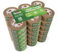TAPEBEAR Cintas Adhesivas de Papel 50m x 50mm, Reciclable Marrón Cinta Adhesiva de Embalar para Embalaje de Cajas de Cartón de Envíos y Mudanzas, Precinto para Empaquetados Resistentes, 36 Rollo