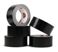 TAPEBEAR Cintas americanas Cinta adhesiva de tela 48mm x 27m, Ruban adhésif impermeable Cinta americana multiuso 9mil de espesor para Reparar, Fijar, Agrupar, Reforzar o Sellar, Negra, 5 rollos