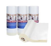 TAPEBEAR Film para Enmascarar con Cinta 1400mm x 27m, 4 Rollos, Cubierta Protectora para Pintura Automotriz, Protección de Muebles y Suelos, Grosor Mejorado