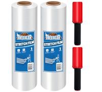 TAPEBEAR Film Transparente Para Embalar Con Asas Rollo, 38cm x 230M Resistencia Industrial Film Elástico de Plástico para Paletizar Embalaje, Mudanzas y Envoltura, 2 Rollos