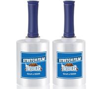 TAPEBEAR Mini Film Estirabl, Film Transparente para Embalar 13cm x 305M Con Asas, Film Adhesivo Protector para Mudanzas, Film Embalaje para Cubrir Muebles, Cajas Carton Mudanza y Objetos, 2Rollo