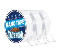 TAPEBEAR Nano Tape - Cinta adhesiva de doble cara resistente de 1 pulgada x 9.8 pies, cinta de montaje fuerte reutilizable, tiras adhesivas de gel transparente para pared, extraíble, sin rastro para
