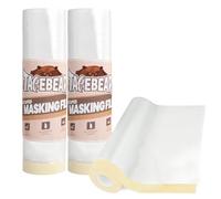 TAPEBEAR Película Para Enmascarar, 2600mm x 27m Plastico Cubretodo, 2 En 1 Cinta De adhesiva Pintor Protector, Película De Plástico Resistente Al Agua Y Al Polvo, Para Auto, Cubrir Muebles, 3 Rollos