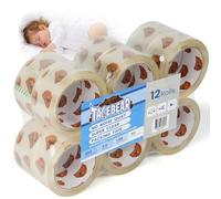 TAPEBEAR Silencioso Cinta de embalaje, 48mm x 50m Alta transparencia Cinta Adhesiva de Embalaje para Embalar, Sellar y Empaquetar, 12 Rollo