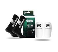 Tapedesign - Bundle Allround Socks Classic + Shinguards 2.0 - Calcetines de fútbol Antideslizantes y espinilleras ultraligeras - Sujeción Comodidad - Tecnología Antideslizante para