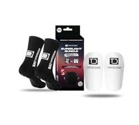 TAPEDESIGN Bundle Superlight Grip Socks + Shinguards 2.0 - Calcetines ultraligeros con Puntos Antideslizantes y espinilleras Ajustables - Sujeción fútbol, Entrenamiento y competición