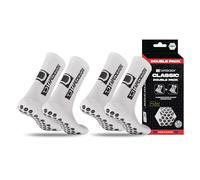 Tapedesign - Calcetines Antideslizantes Futbol - Classic Grip Socks - 2 Pares - Fabricado en Europa - Para Hombre & Mujer - Anti-Ampollas - BLANCO