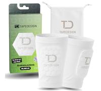 TAPEDESIGN - Espinilleras de fútbol para niños y adultos en color blanco - Funda 3 en 1 con protector integrado - Ligera, flexible y antideslizante - Almohadilla Shin Pad para entrenamiento y juego