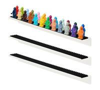 Tapeera Expositor de Figuras Compatible con Minifiguras Lego - 3 Estantes Flotantes de Metacrilato para Pared - Expositor de Minifiguras y Figuras Lego - hasta 72 Mini Figuras (Base Negra)