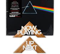 Tapeera Soporte Vinilos Pared de Madera (2 Piezas) - Estante Flotante Adhesivo para Discos de Vinilo LP - Con Señales Now Playing y Up Next - Soporte para Vinilos Decorativo - Vinyl Display Stand