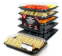 Taper Reutilizable para Comida - Set de 5 Envases con Tapa y Etiquetas Adhesivas - Ideales para Comida, Dulces y Bocadillos - 34 x 24 x 7,5 cm - Porta Bocadillos Reutilizable