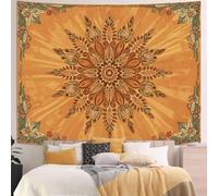 Tapestries for Bedroom Living Room Kitchen Hallway Dining Room Window Bathroom Tapestry 160 x 200 cm,Orange, Brown, Green, Red Art Deco Vintage Floral,
