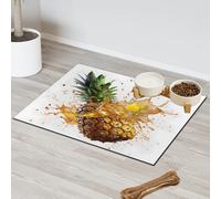 Tapete 3D de alimentación de mascotas con diseño de piña y frutas para gatos, perros, cuenco de agua, tapetes de alimentación de mascotas, tapetes absorbentes y antideslizantes que contienen derrames