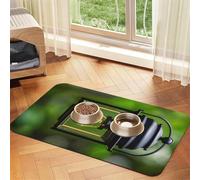 Tapete absorbente antideslizante de piel sintética con estampado de luciérnaga y linterna, para perros, gatos, parte inferior de goma