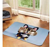 Tapete absorbente de alimentación para mascotas, 30 x 45 cm, con estampado de cachorro y texto en inglés "Love Fancy Pupit", de secado rápido, mantel individual de piel, para perros y gatos