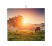 Tapete absorbente de cocina con diseño de caballo al atardecer, tapete de drenaje de encimera, adecuado para almacenar cubiertos, cuchillos y tazas