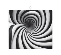 Tapete absorbente de ilusión óptica en espiral con estampado GIF para encimera de cocina, absorbente de agua y antideslizante, para vajilla, encimera de cocina