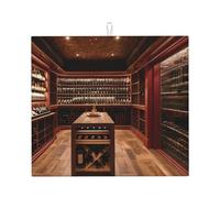 Tapete absorbente de secado de platos con estampado de bodega de vino tinto para accesorios de cocina, almohadilla plegable y reutilizable