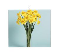 Tapete absorbente de secado de platos con estampado de ramo de narcisos para encimera de cocina, de secado rápido, antideslizante, reutilizable