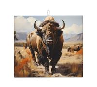 Tapete absorbente grande con estampado de rebaño de bisontes norteamericanos de 18 x 16 pulgadas, tapete absorbente para encimera de cocina, almacenamiento colgante, adecuado para vajilla y utensilios