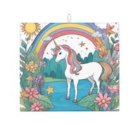 Tapete absorbente para encimera de cocina, diseño elegante de unicornios por The River, plegable y antideslizante, con anillo para colgar