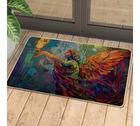 Tapete abstracto de ángel, colorido tapete con alas para entrada al aire libre e interior, decoración durante todo el año, goma impermeable, antideslizante, absorbe el polvo, fácil de limpiar, 73 x 43