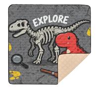 Tapete acolchado suave para actividades de bebé con diseño de dinosaurio y T Rex "Explore", para interiores y exteriores, no tóxica, para bebés y niños pequeños, 50 x 50 pulgadas