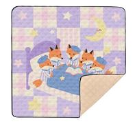 Tapete acolchado suave para bebé, diseño de zorro de dibujos animados, color morado, para el suelo, no tóxico, acolchado, para bebés y niños pequeños, 50 x 50 pulgadas