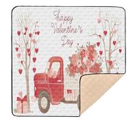 Tapete acolchado suave para gimnasio y actividades para el día de San Valentín con rayas rojas y blancas, para interiores y exteriores, impermeable, para bebés, niños pequeños, 50 x 50 pulgadas